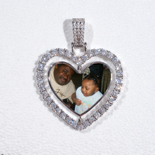 3D Spinning 2-Faced Heart Custom Picture Pendant