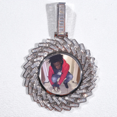 Large 3D Baguette Custom Picture Pendant