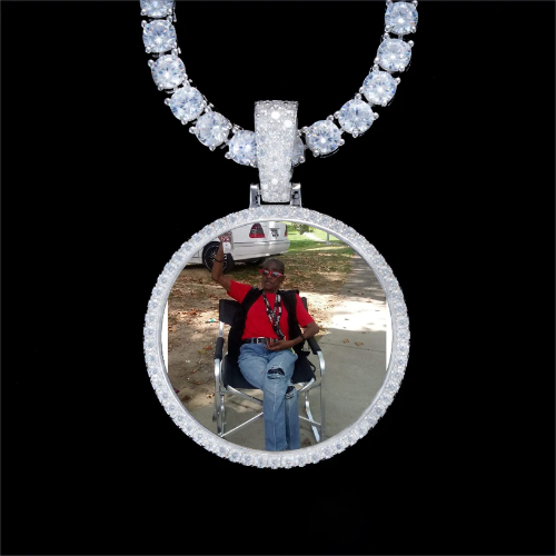 925S & VVS Moissanite 3D Circle Custom Picture Pendant