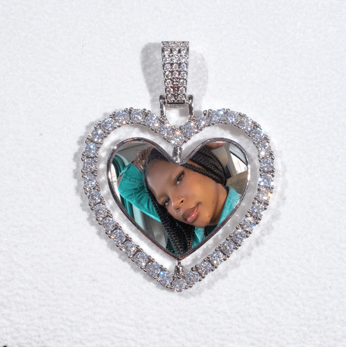 3D Spinning 2-Faced Heart Custom Picture Pendant