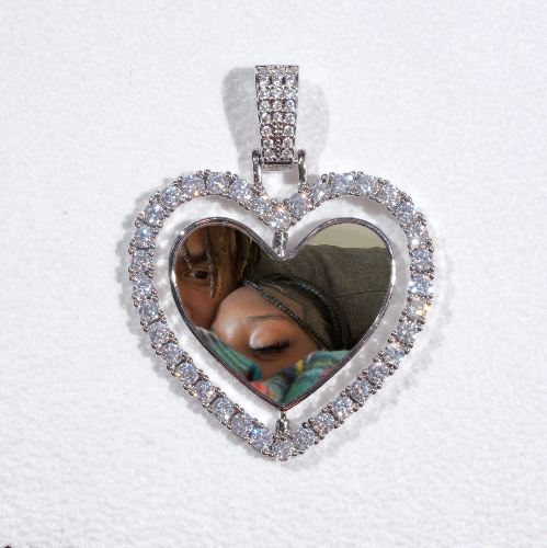 3D Spinning 2-Faced Heart Custom Picture Pendant