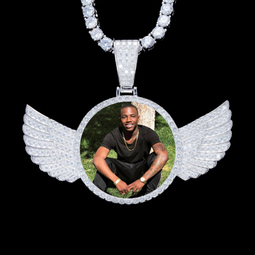 925S & VVS Moissanite 3D Wing Custom Picture Pendant