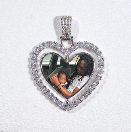 3D Spinning 2-Faced Heart Custom Picture Pendant