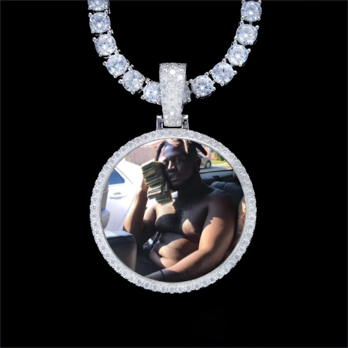925S & VVS Moissanite 3D Circle Custom Picture Pendant