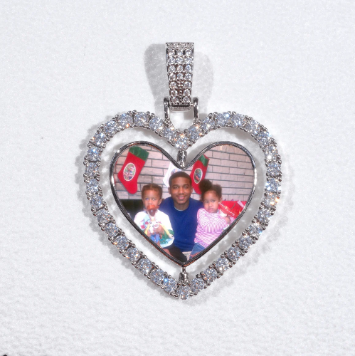 3D Spinning 2-Faced Heart Custom Picture Pendant