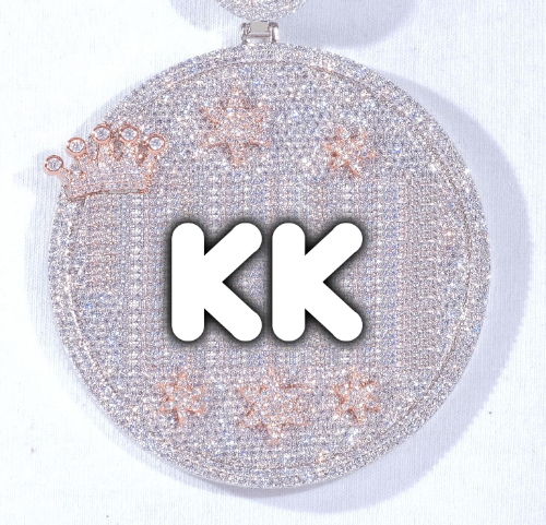 CUSTOM LETTER NECKLACE 3D BIG CROWN DISC