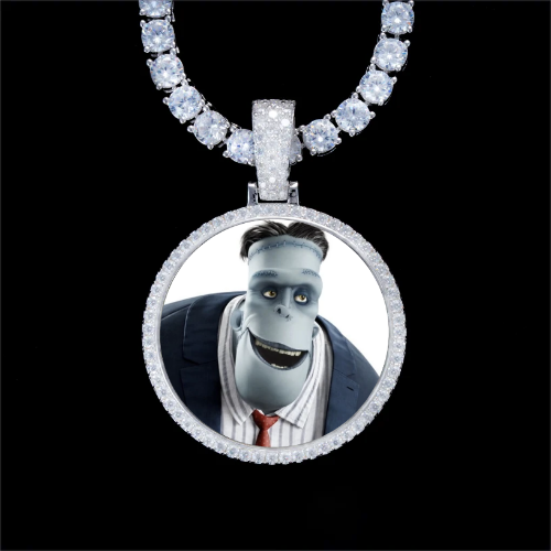 925S & VVS Moissanite 3D Circle Custom Picture Pendant