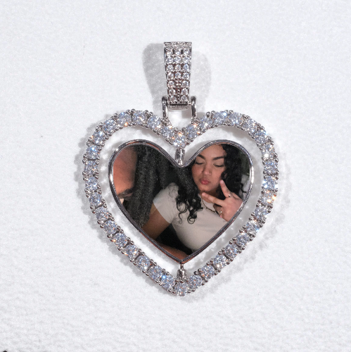 3D Spinning 2-Faced Heart Custom Picture Pendant