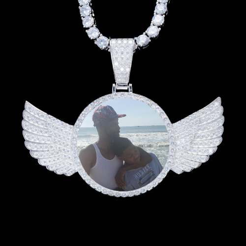 925S & VVS Moissanite 3D Wing Custom Picture Pendant