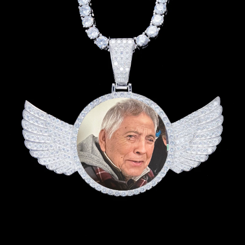 925S & VVS Moissanite 3D Wing Custom Picture Pendant
