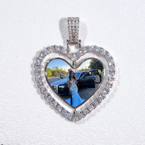 3D Spinning 2-Faced Heart Custom Picture Pendant