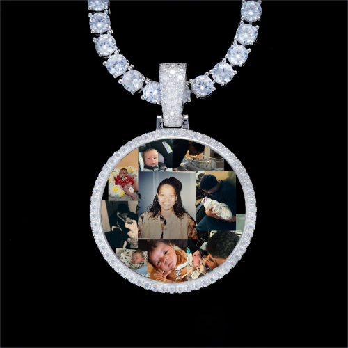 925S & VVS Moissanite 3D Circle Custom Picture Pendant