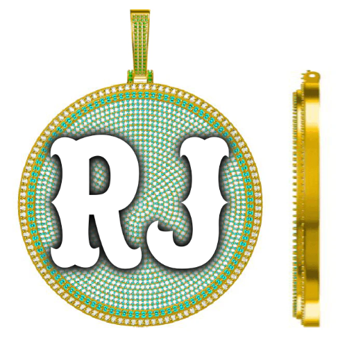 CUSTOM LETTER NECKLACE 3D BIG DISC