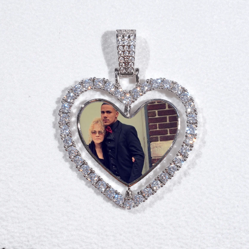 3D Spinning 2-Faced Heart Custom Picture Pendant