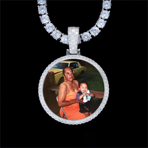 925S & VVS Moissanite 3D Circle Custom Picture Pendant