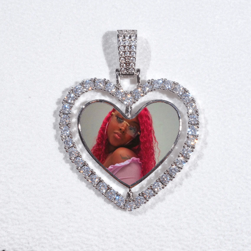 3D Spinning 2-Faced Heart Custom Picture Pendant