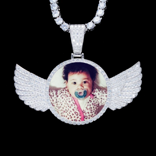 925S & VVS Moissanite 3D Wing Custom Picture Pendant