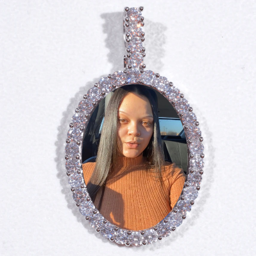 Large 3D Oval Custom Picture Pendant