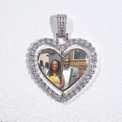 3D Spinning 2-Faced Heart Custom Picture Pendant