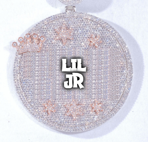 CUSTOM LETTER NECKLACE 3D BIG CROWN DISC