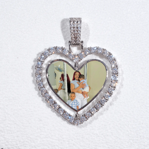3D Spinning 2-Faced Heart Custom Picture Pendant