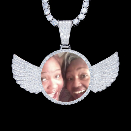 925S & VVS Moissanite 3D Wing Custom Picture Pendant