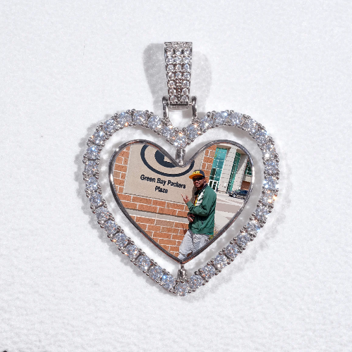 3D Spinning 2-Faced Heart Custom Picture Pendant