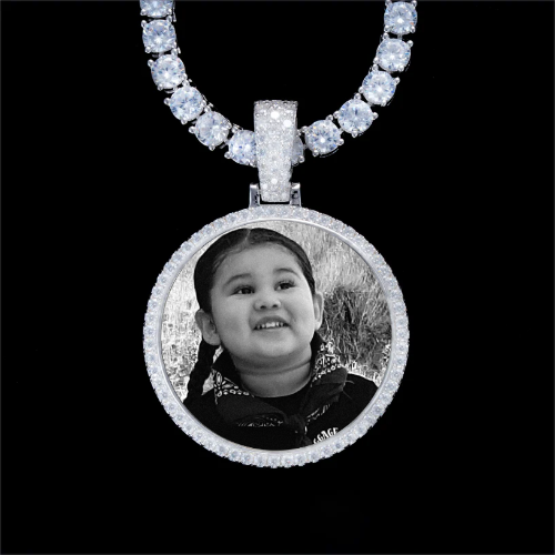 925S & VVS Moissanite 3D Circle Custom Picture Pendant