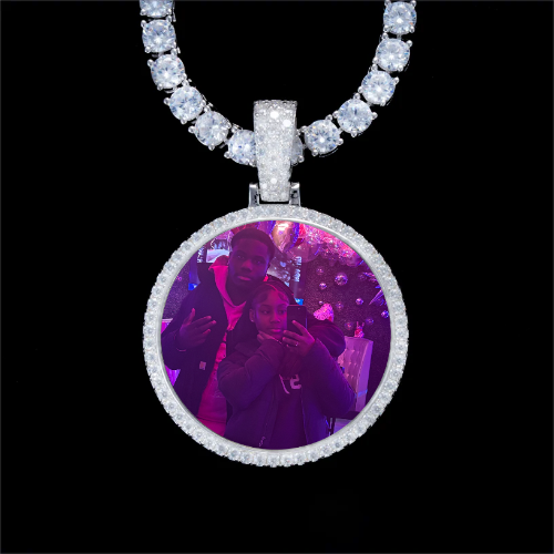 925S & VVS Moissanite 3D Circle Custom Picture Pendant