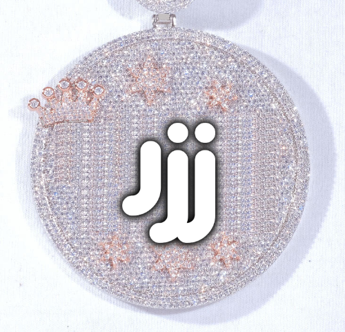 CUSTOM LETTER NECKLACE 3D BIG CROWN DISC