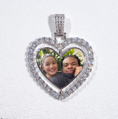 3D Spinning 2-Faced Heart Custom Picture Pendant