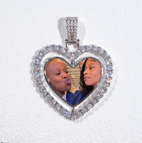 3D Spinning 2-Faced Heart Custom Picture Pendant