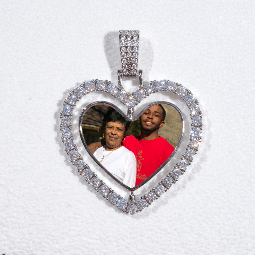 3D Spinning 2-Faced Heart Custom Picture Pendant