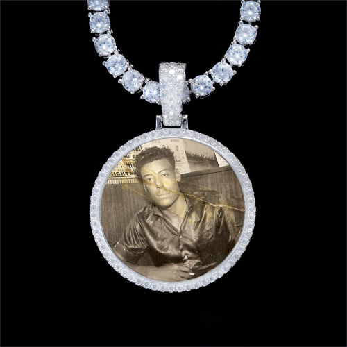 925S & VVS Moissanite 3D Circle Custom Picture Pendant