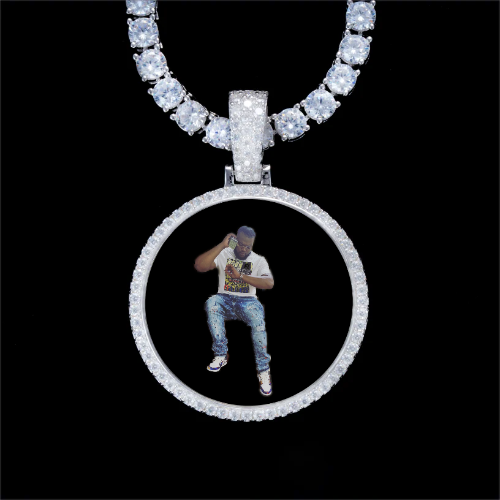 925S & VVS Moissanite 3D Circle Custom Picture Pendant