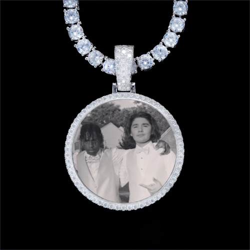 925S & VVS Moissanite 3D Circle Custom Picture Pendant