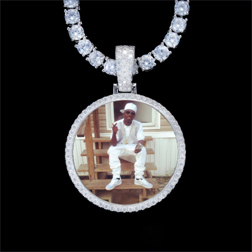 925S & VVS Moissanite 3D Circle Custom Picture Pendant