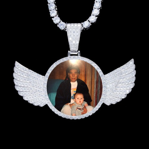 925S & VVS Moissanite 3D Wing Custom Picture Pendant