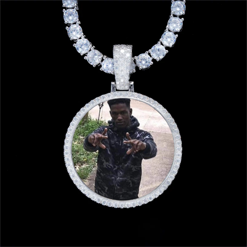 925S & VVS Moissanite 3D Circle Custom Picture Pendant