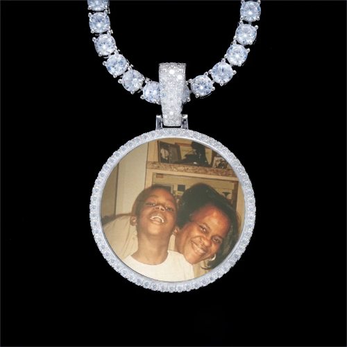 925S & VVS Moissanite 3D Circle Custom Picture Pendant