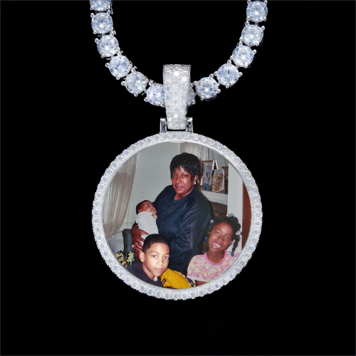 925S & VVS Moissanite 3D Circle Custom Picture Pendant