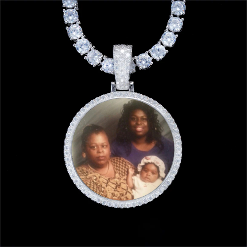 925S & VVS Moissanite 3D Circle Custom Picture Pendant