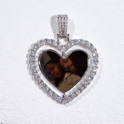 3D Spinning 2-Faced Heart Custom Picture Pendant