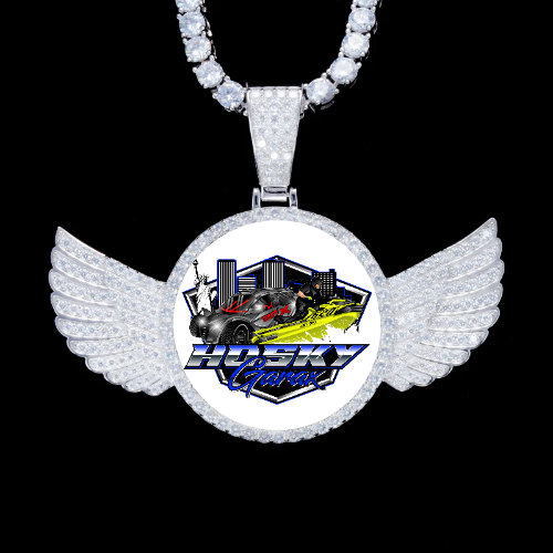 925S & VVS Moissanite 3D Wing Custom Picture Pendant