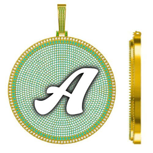 CUSTOM LETTER NECKLACE 3D BIG DISC