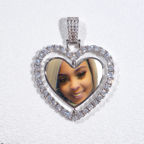 3D Spinning 2-Faced Heart Custom Picture Pendant