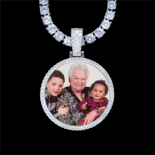 925S & VVS Moissanite 3D Circle Custom Picture Pendant