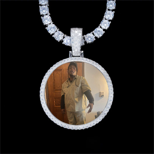 925S & VVS Moissanite 3D Circle Custom Picture Pendant