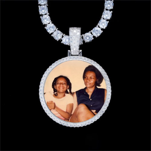 925S & VVS Moissanite 3D Circle Custom Picture Pendant