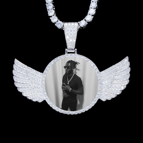 925S & VVS Moissanite 3D Wing Custom Picture Pendant